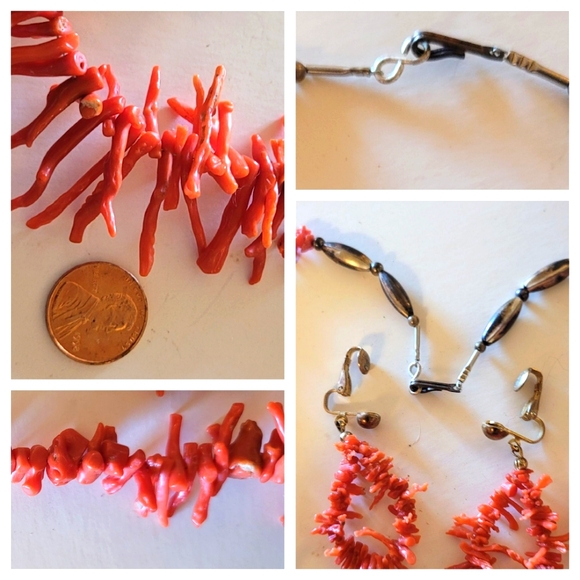 Vtg RED BRANCH CORAL 🪸 NECKLACE & EARRINGS SET - Picture 4 of 5